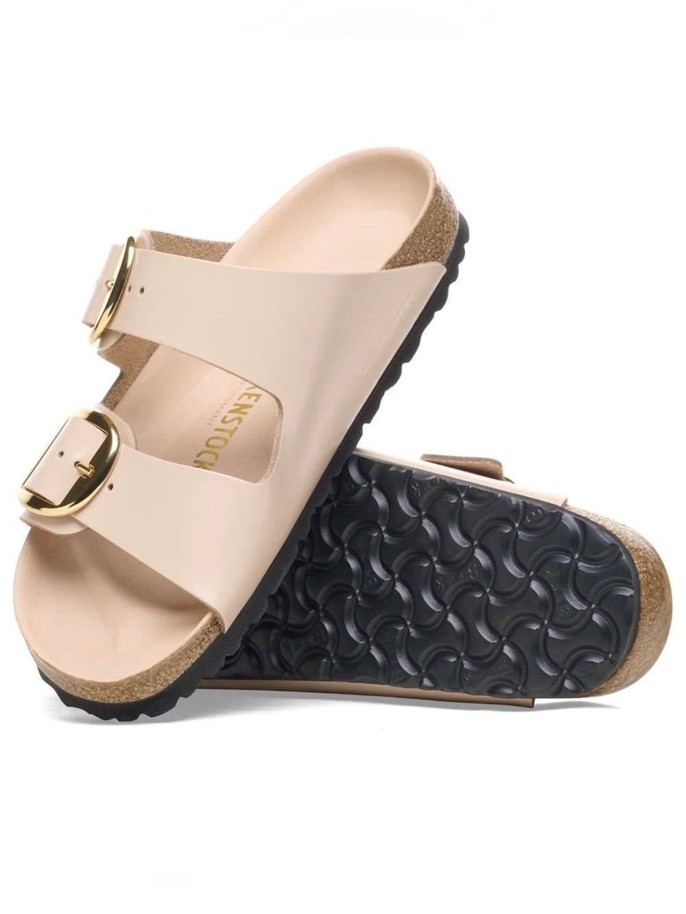 NEW Birkenstock Arizona Big Buckle
Natural Leather Patent High-Shine New Beige 9
